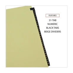 Universal Deluxe Preprinted Simulated Leather 1-to-31 Tab Dividers with Gold Printing - Buff (1 Set)
