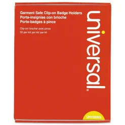 Universal 2-1/4 in. x 3-1/2 in. Badge Holders with Garment-Safe Clips and White Inserts - Clear (50/Kit)
