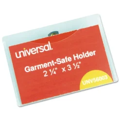 Universal 2-1/4 in. x 3-1/2 in. Badge Holders with Garment-Safe Clips and White Inserts - Clear (50/Kit)