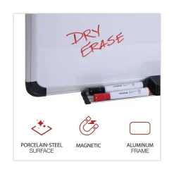 Universal 48 in. x 36 in. Deluxe Porcelain Magnetic Dry Erase Board - White Surface, Aluminum Frame
