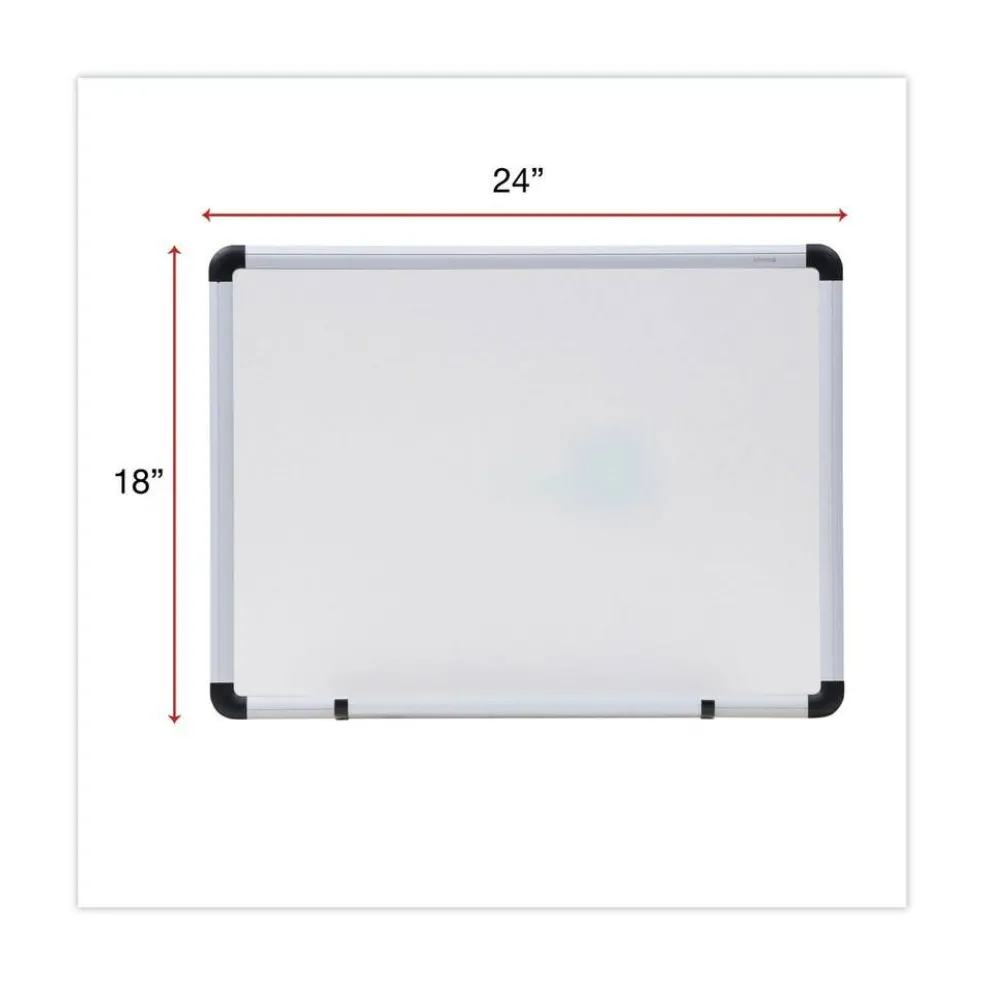 Universal 24 in. x 18 in. Modern Melamine Dry Erase Board - White Surface, Aluminum Frame