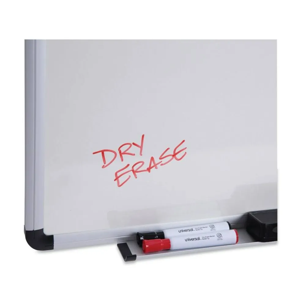 Universal 24 in. x 18 in. Modern Melamine Dry Erase Board - White Surface, Aluminum Frame