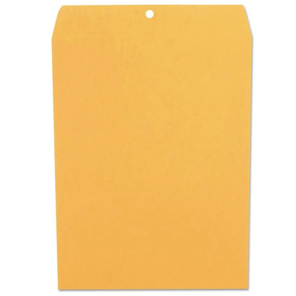 Universal 9.5 in. x 12.5 in. #12 1/2 Square Flap Clasp/Gummed Closure Envelope - Brown Kraft (100/Box)