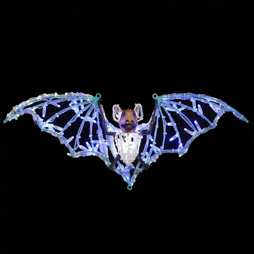 Universal Statues LED Lighted Bat Outdoor Halloween Decoration - 31" - Turquoise Blue
