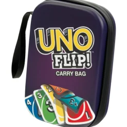 UNO: FLIP Carry Bag - 6.1" Card Game Storage Accessory, Waterproof Plastic Zipper Case, Mesh Pocket, Organize & Protect Cards, Travel Strap, Kids 3+