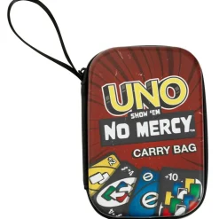 UNO: Show 'em No Mercy Carry Bag - 5.9" Card Game Storage Accessory, Waterproof Plastic Zipper Case, Organize & Protect Cards, Travel Strap, Kids 3+