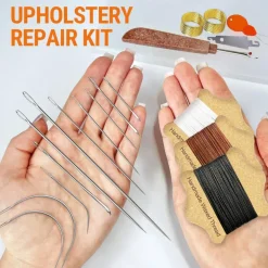 Upholstery Repair Kit with Waxed Thread 3 Colors and 11 Heavy Duty Needles
