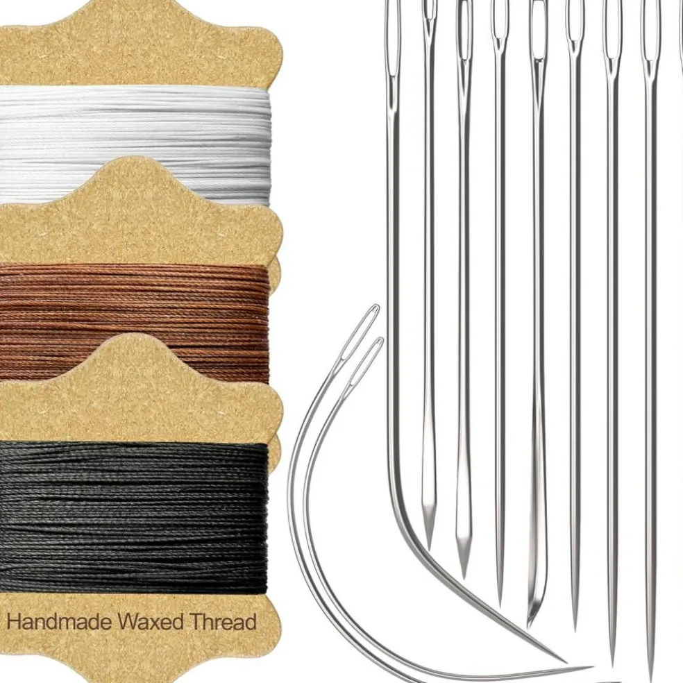 Upholstery Repair Kit with Waxed Thread 3 Colors and 11 Heavy Duty Needles