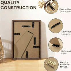 USA Walnut Wood 5x7 Picture Frame with Mat for 4x6 Photo, Solid Wood Frame with HD Tempered Glass for Wall or Tabletop Display, Rustic Modern Home Decor Frame (1 Pack)