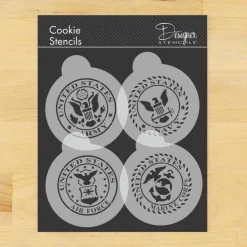 US Military Seals Cookie Stencil Set: Marines, Navy, Army, Air Force | C1009 by Designer Stencils |