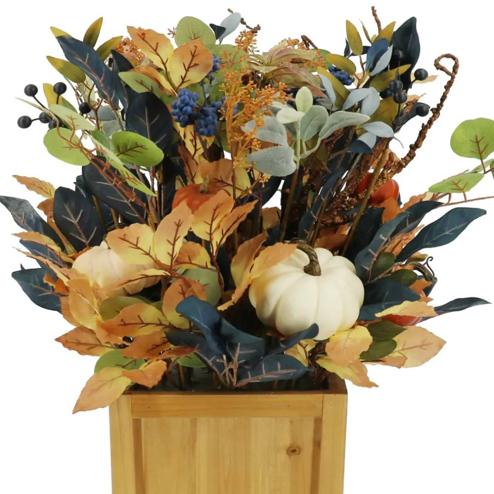 33" UV Premade Foliage & Pumpkin in Wood Box by Ashland®