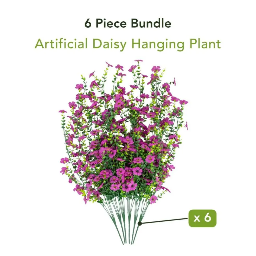 30" UV Resistant Artificial Daisy Hanging Bushes, 6ct.