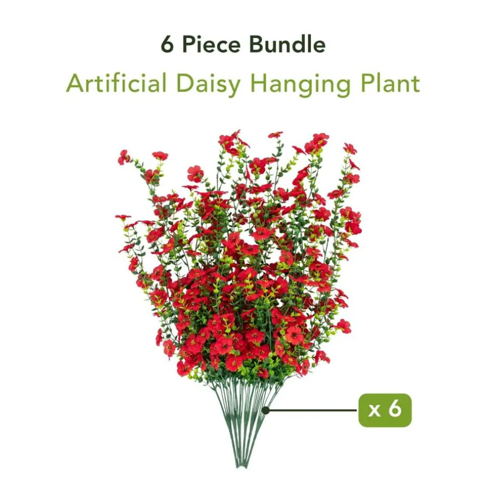 30" UV Resistant Artificial Daisy Hanging Bushes, 6ct.
