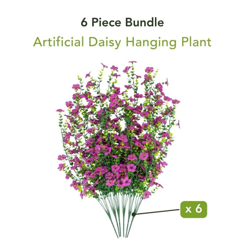 30" UV Resistant Artificial Daisy Hanging Bushes, 6ct.