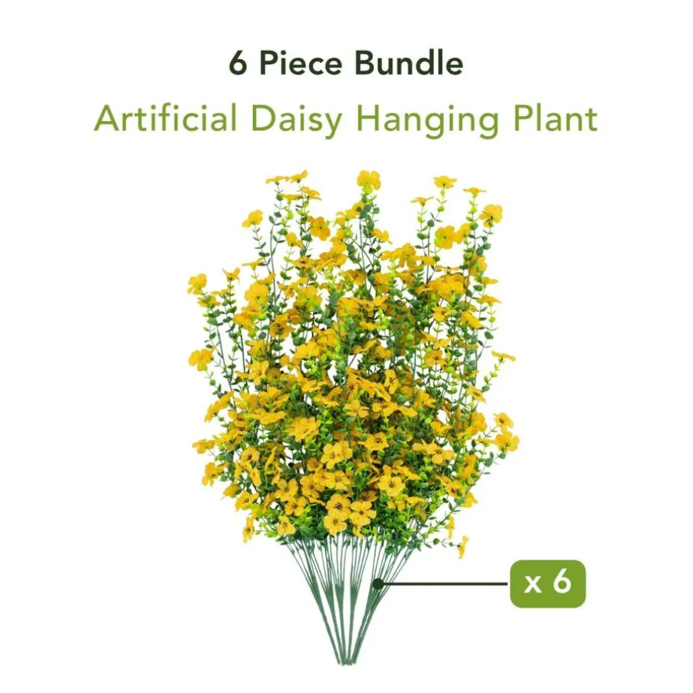 30" UV Resistant Artificial Daisy Hanging Bushes, 6ct.