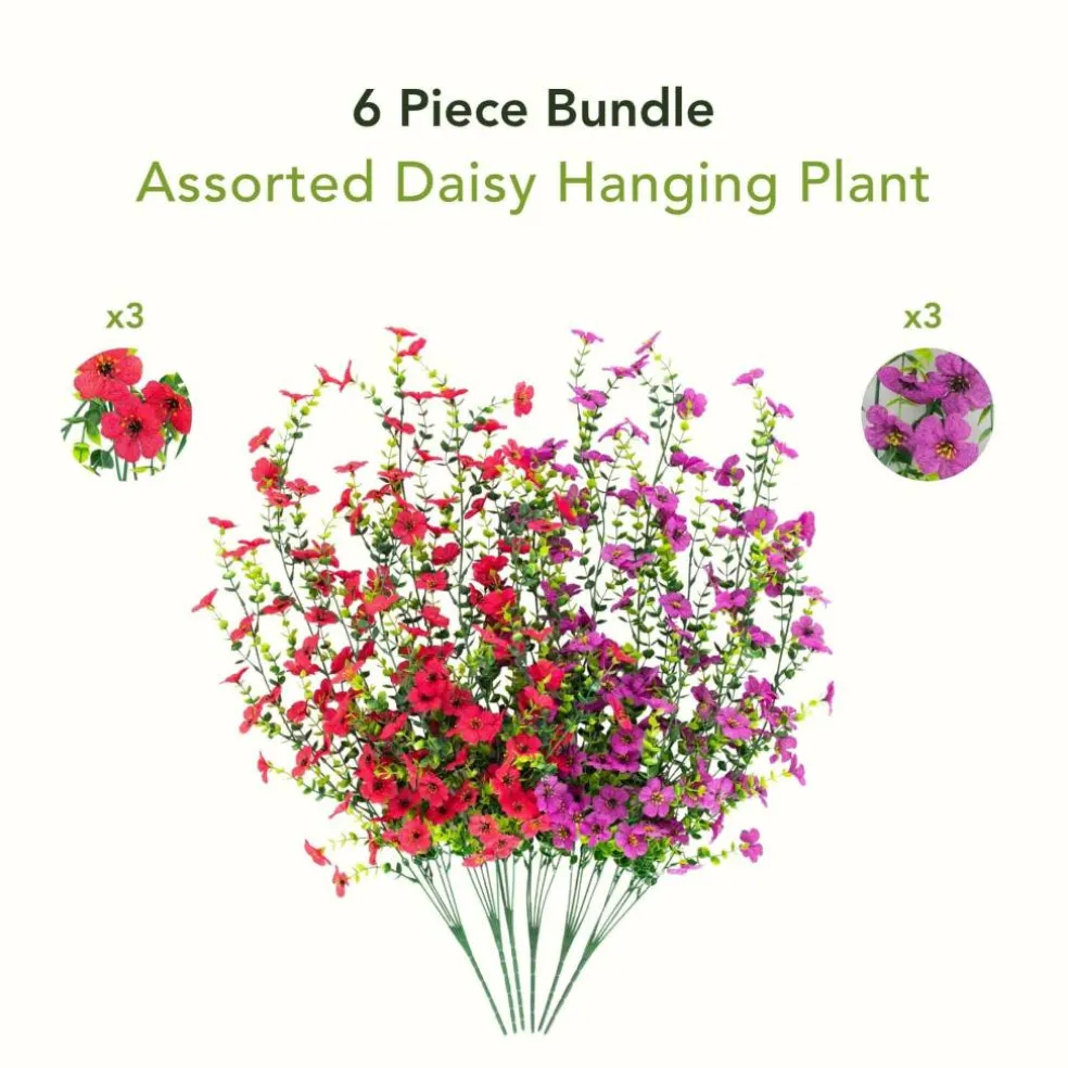 30" UV Resistant Artificial Daisy Hanging Bushes, 6ct.