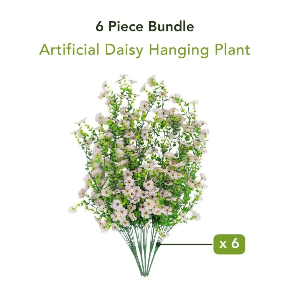 30" UV Resistant Artificial Daisy Hanging Bushes, 6ct.