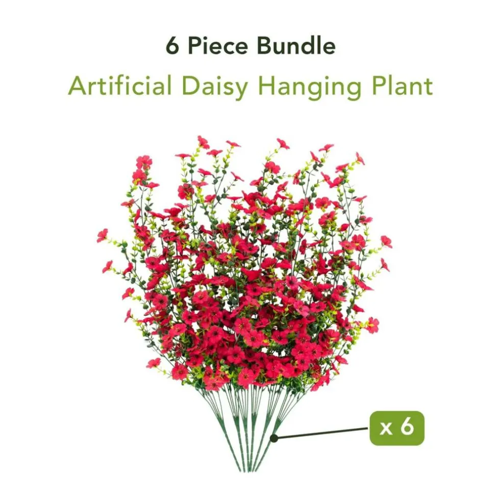 30" UV Resistant Artificial Daisy Hanging Bushes, 6ct.
