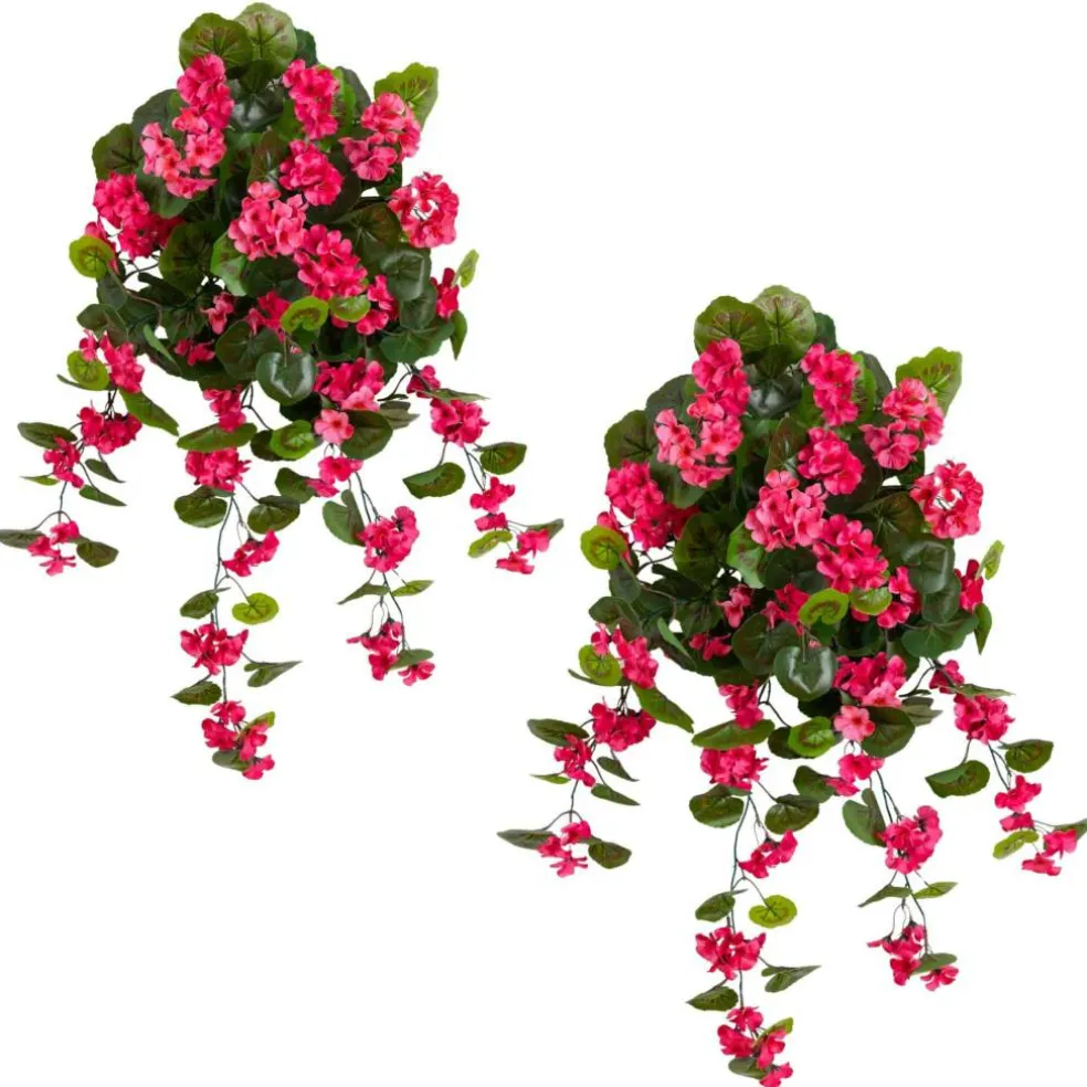 29" UV Resistant Artificial Geranium Hanging Plants, 2ct.