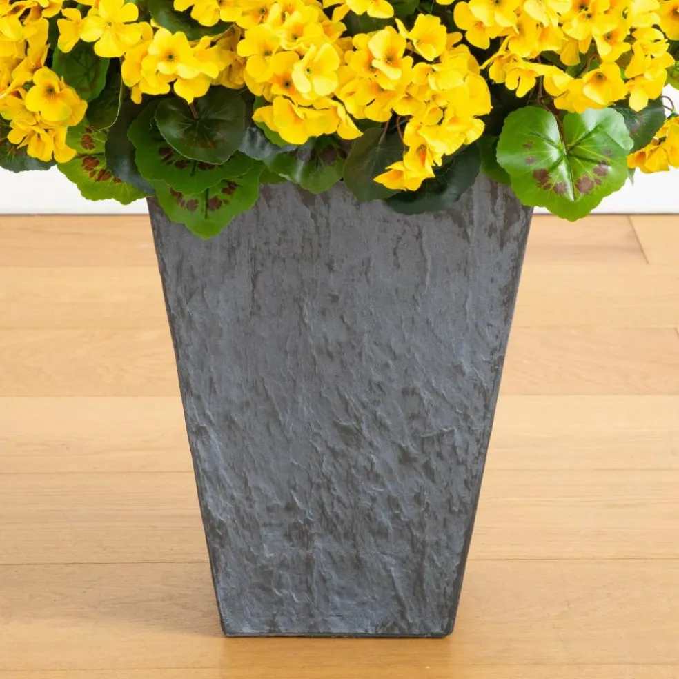 33" UV Resistant Artificial Geranium Plant in Slate Ceramic Planter (Indoor/Outdoor)