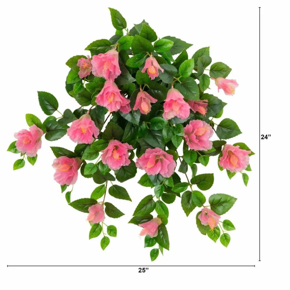 24" UV Resistant Artificial Hibiscus Hanging Plants, 2ct.
