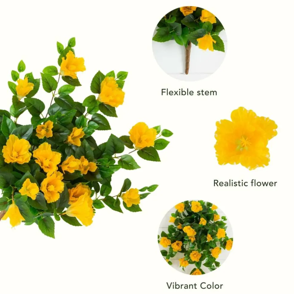 24" UV Resistant Artificial Hibiscus Hanging Plants, 2ct.