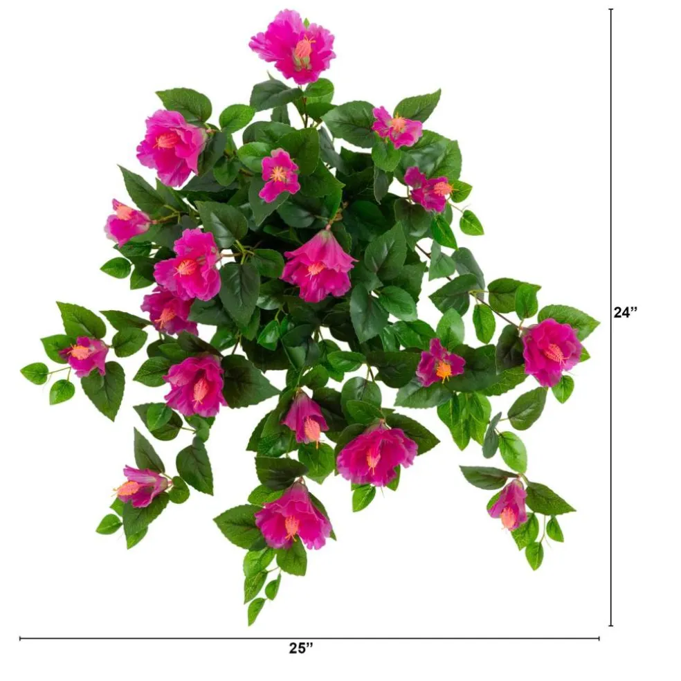 24" UV Resistant Artificial Hibiscus Hanging Plants, 2ct.