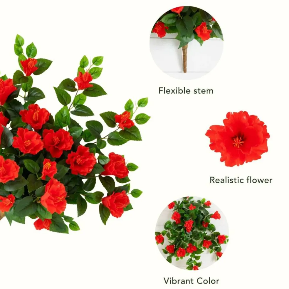 24" UV Resistant Artificial Hibiscus Hanging Plants, 2ct.