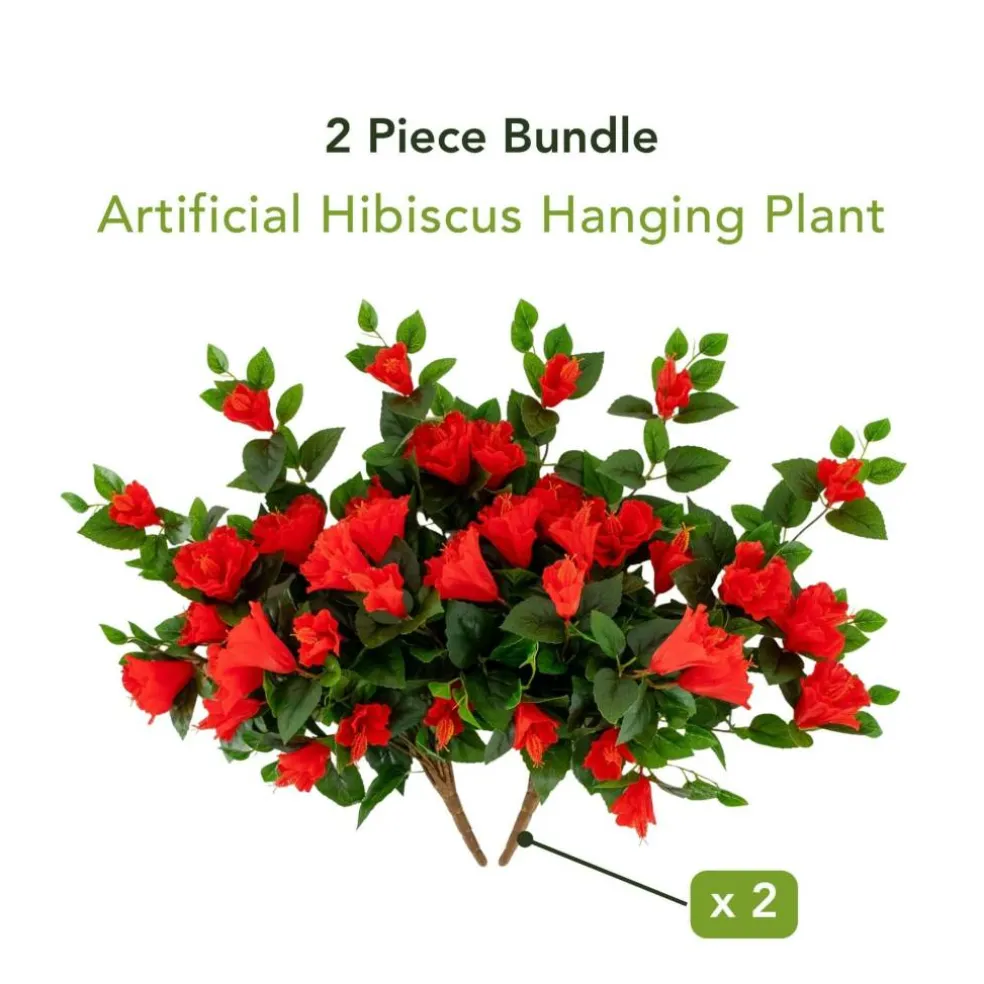 24" UV Resistant Artificial Hibiscus Hanging Plants, 2ct.
