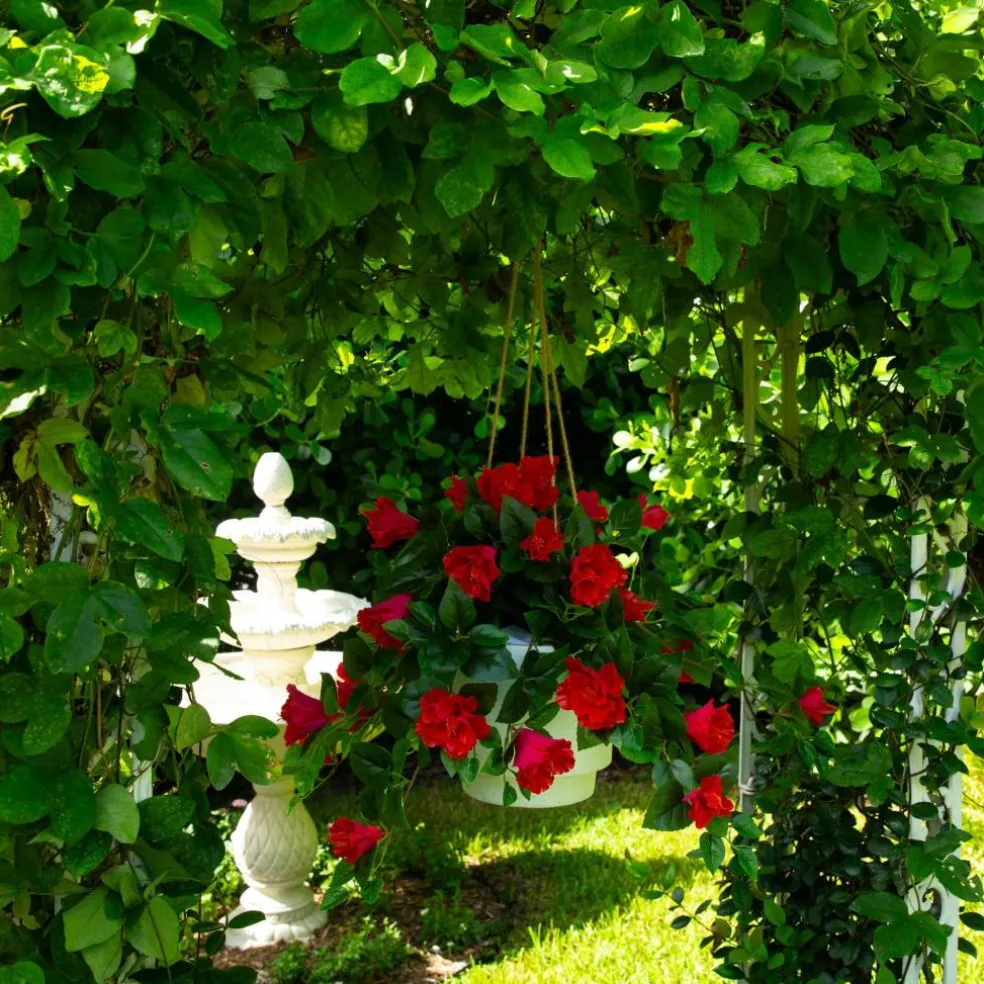 24" UV Resistant Artificial Hibiscus Hanging Plants, 2ct.