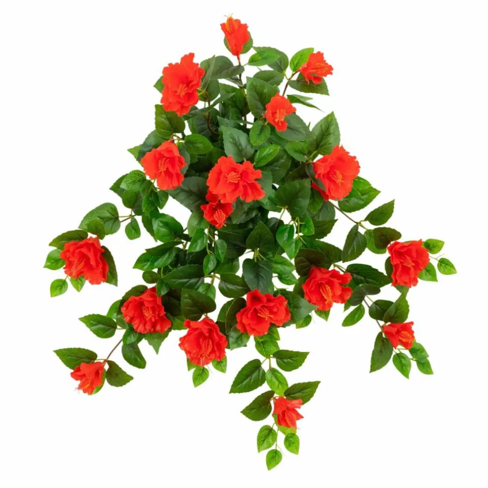 24" UV Resistant Artificial Hibiscus Hanging Plants, 2ct.