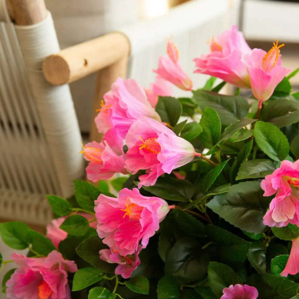 24" UV Resistant Artificial Hibiscus Hanging Plants, 2ct.