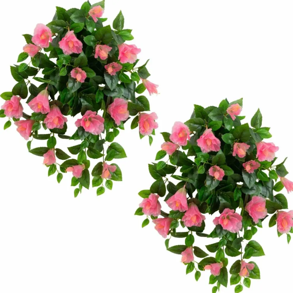 24" UV Resistant Artificial Hibiscus Hanging Plants, 2ct.