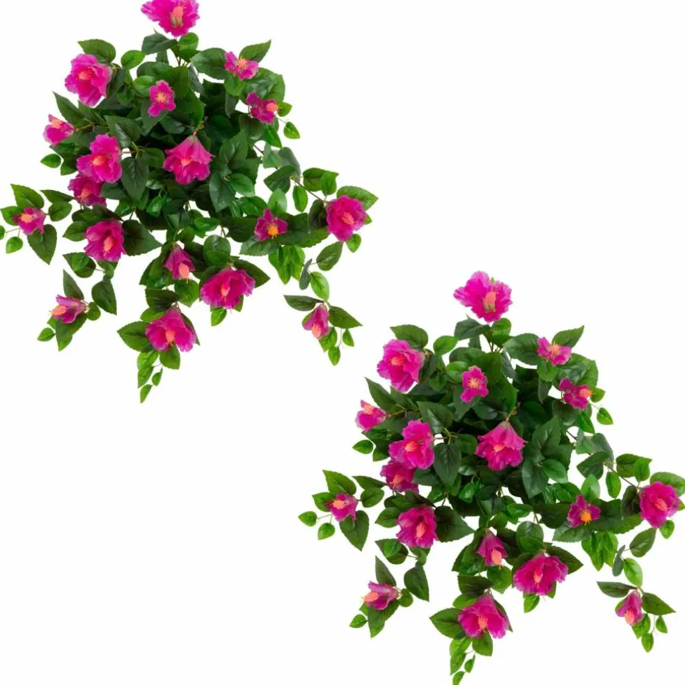 24" UV Resistant Artificial Hibiscus Hanging Plants, 2ct.