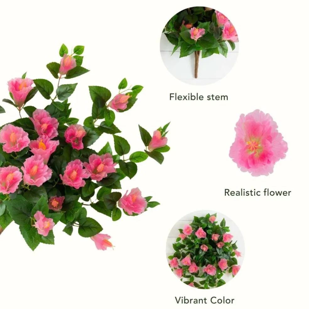 24" UV Resistant Artificial Hibiscus Hanging Plants, 2ct.