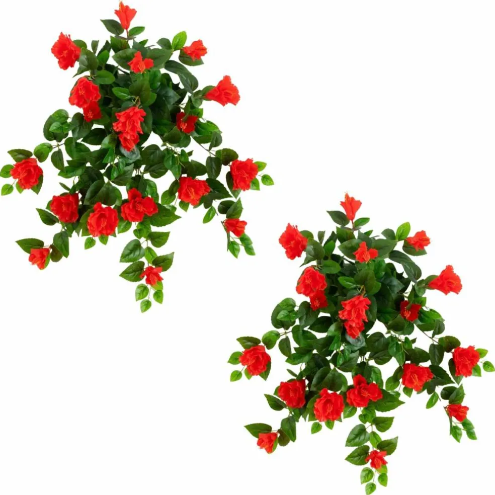 24" UV Resistant Artificial Hibiscus Hanging Plants, 2ct.