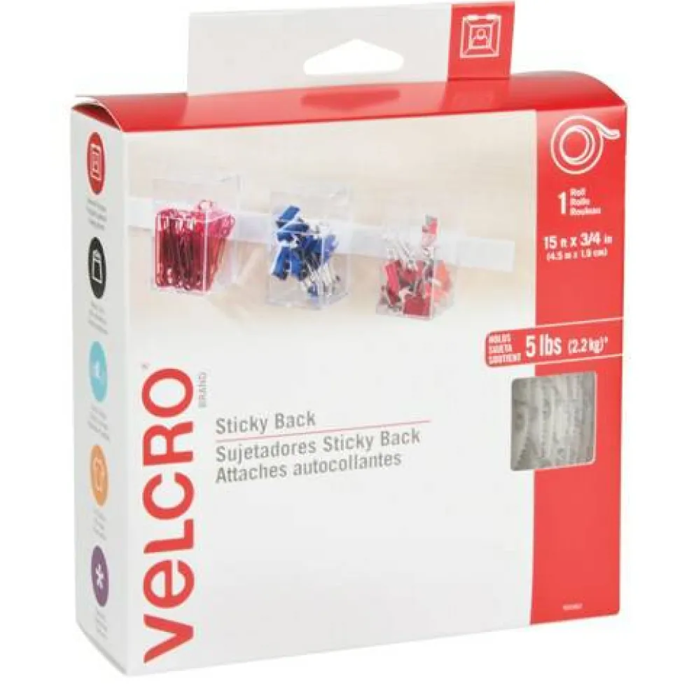 VELCRO® Hook & Loop Strips 3/4" x 15' – White, Adjustable Fastening Tape for Crafts, Organization & DIY Projects