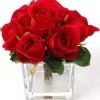 10" Velvet Rose Bouquet Bundle - Elegant Artificial Floral Arrangement Decor