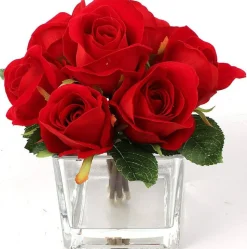 10" Velvet Rose Bouquet Bundle - Elegant Artificial Floral Arrangement Decor