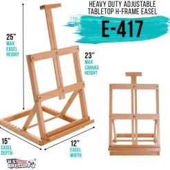Venice Heavy Duty H-Frame Tabletop Easel - Artist Studio Desktop Drawing Table, Portable Drafting Table, Adjustable Art Board, Tabletop Easel for Painting, Holds Up to 23