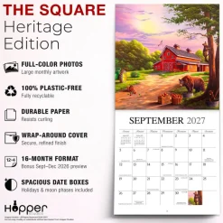 Vintage Country | 2027 12 x 24 Inch (Hanging) Monthly Square Wall Calendar | Featuring the Artwork of Geno Peoples | Plastic-Free