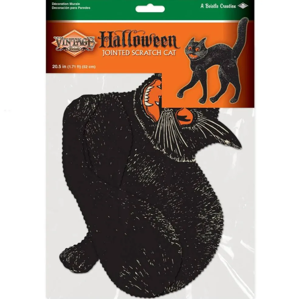 Vintage Halloween Jointed Scratch Cat