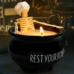 Vintage Halloween Skeleton Candles – Cute Gothic Decor for Table, Mantel & Indoor Party Centerpieces