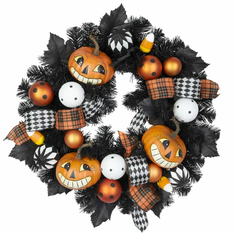 26" Vintage Jack-o'-Lantern & Candy Corn Wreath by Ashland®