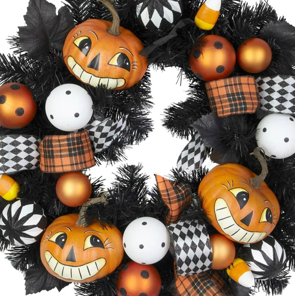 26" Vintage Jack-o'-Lantern & Candy Corn Wreath by Ashland®
