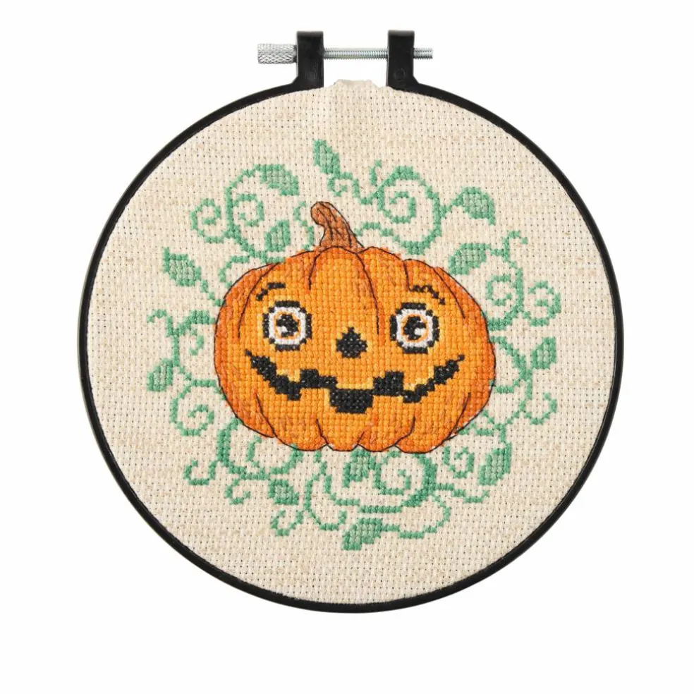 6" Vintage Jack-o'-Lantern Halloween Counted Cross Stitch Kit by Loops & Threads®