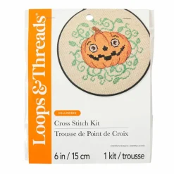 6" Vintage Jack-o'-Lantern Halloween Counted Cross Stitch Kit by Loops & Threads®