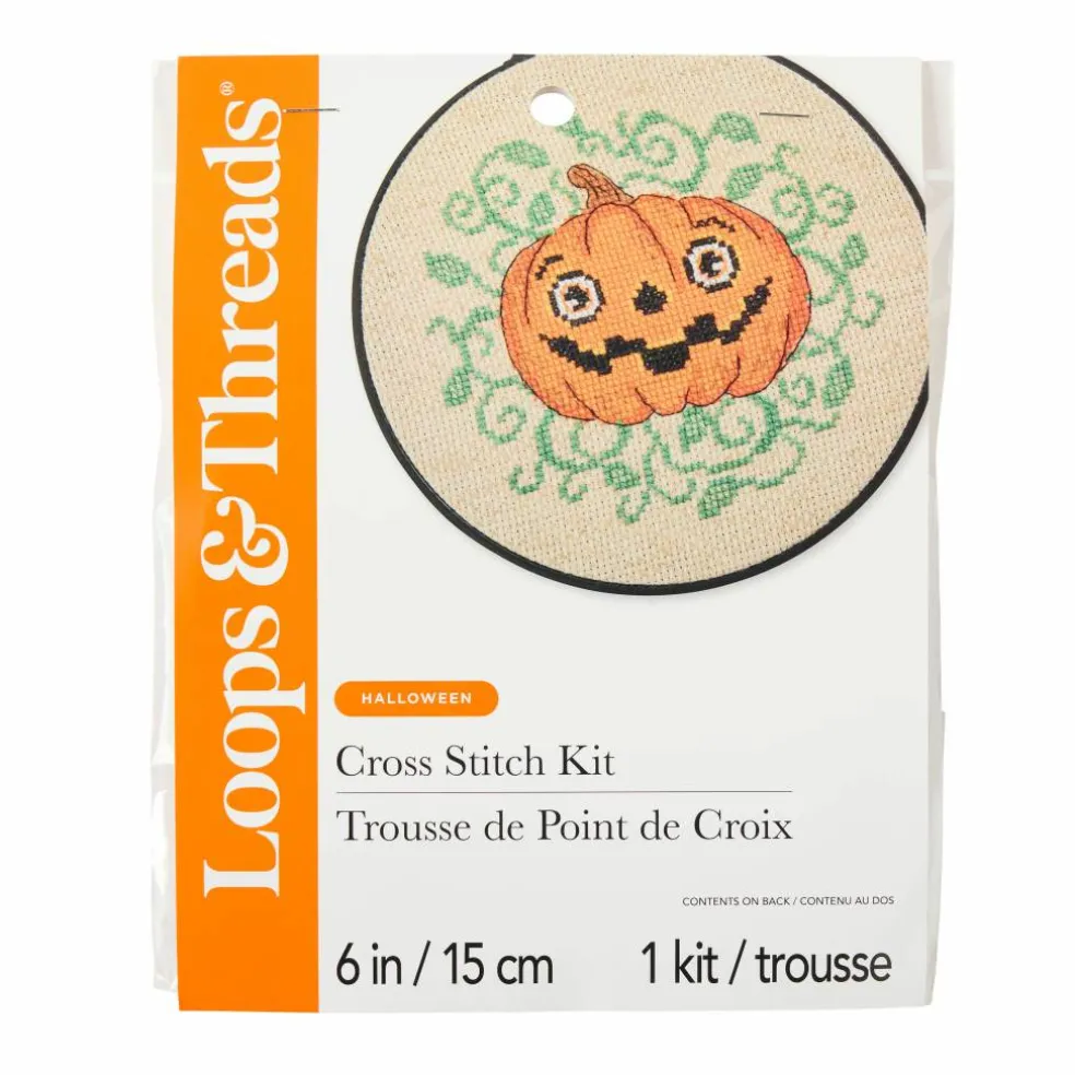 6" Vintage Jack-o'-Lantern Halloween Counted Cross Stitch Kit by Loops & Threads®