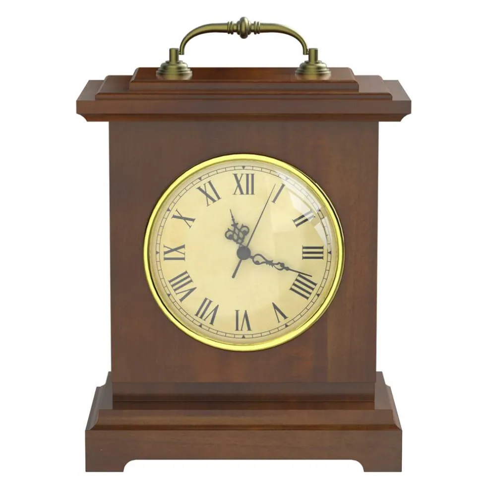 Vintage Mantel Clock with Hidden Safe, Silent Non-Ticking Wooden Desk Clock