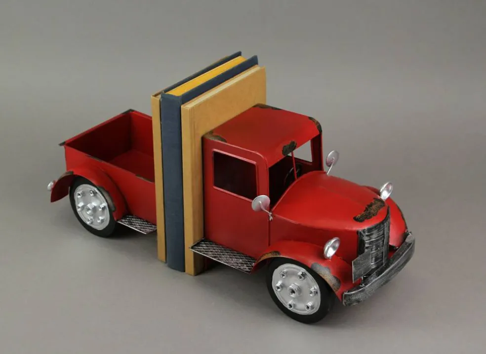 Vintage Pickup Truck Weathered Finish Metal Bookends